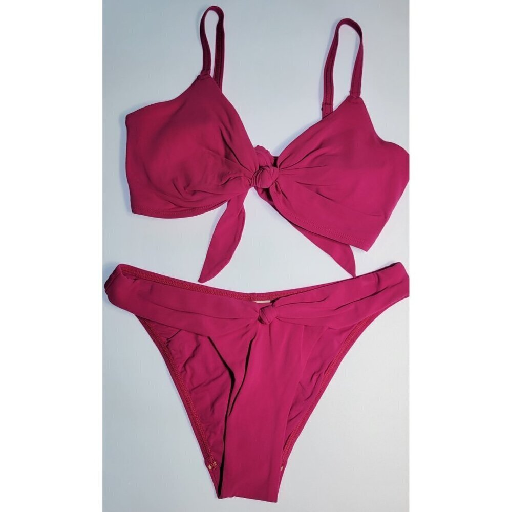 Robin Piccone Bikini Swim Top Underwire Cup D Fuisha Bottom High Weist Sz M#0